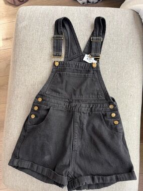 Princess Polly Black Short Overalls